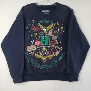 Warner Bros. Dark Blue Hogwarts Emblem Sweatshirt Size M 8-10